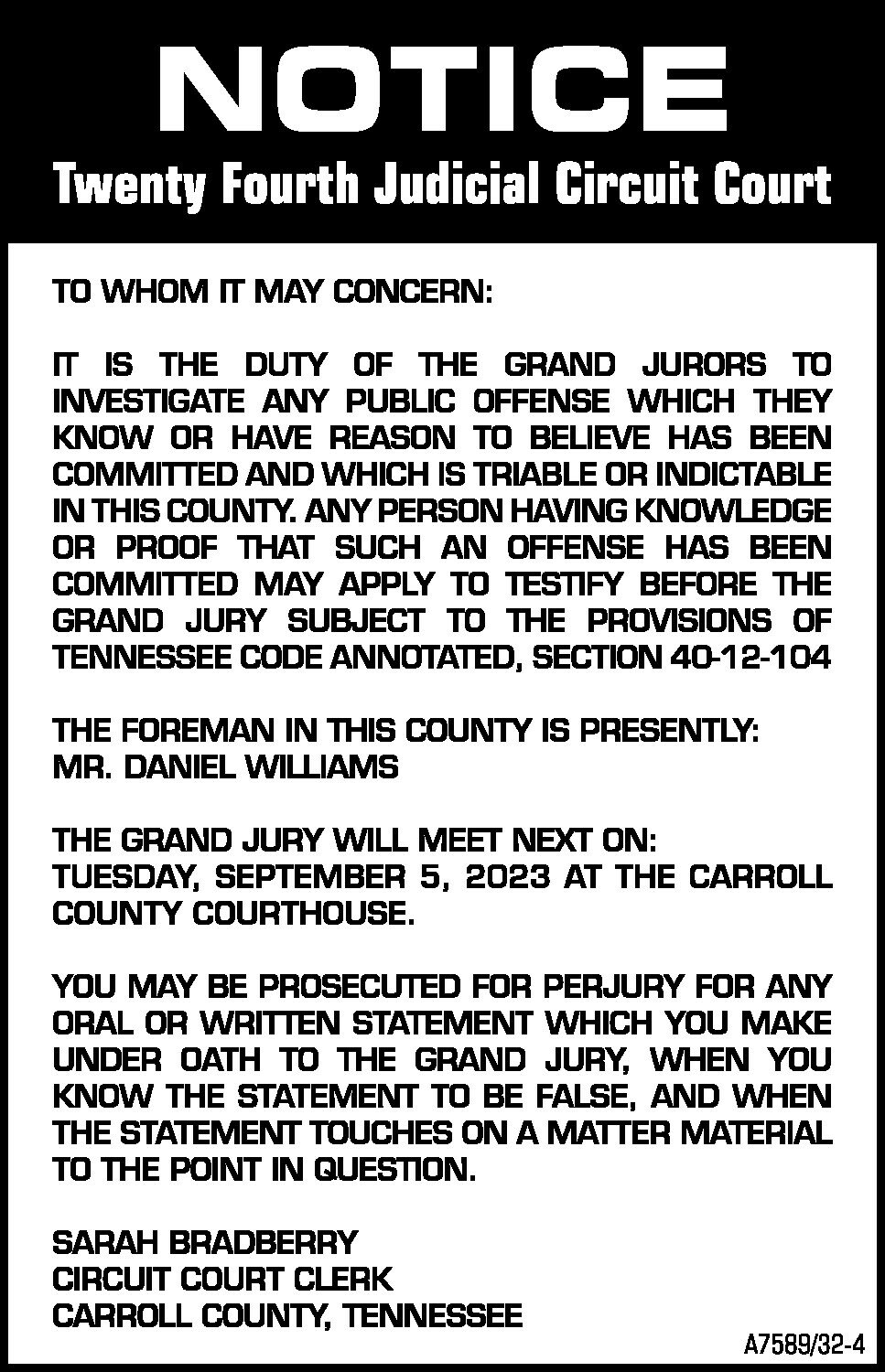 Notice Twenty Fourth Judicial Circuit Court The Mckenzie Banner 8038